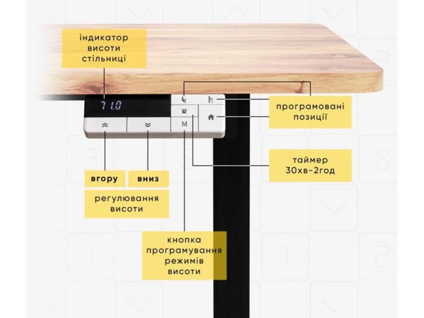 Стіл з електрорегулюванням висоти Mealux PowerDesk Lite Mahogany (EVO-201 Lite Mahogany/B) — фото 13